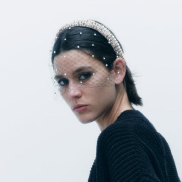 Zara rhinestone mesh quilted headband NWT - Picture 5 of 6